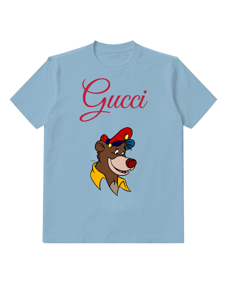 Sky Blue Bear Red Cap Portrait Graphic T-Shirt - front product view
