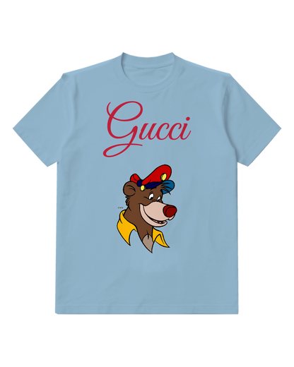Sky Blue Bear Red Cap Portrait Graphic T-Shirt - front product view