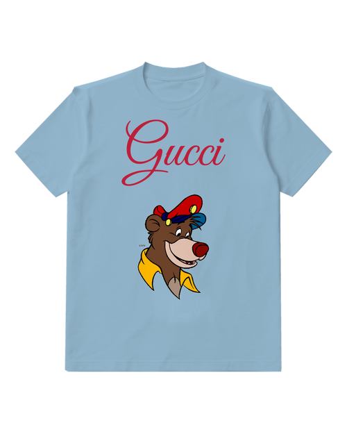 Sky Blue Bear Red Cap Portrait Graphic T-Shirt - front product view