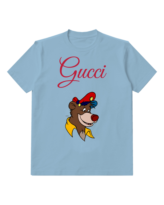 Sky Blue Bear Red Cap Portrait Graphic T-Shirt - front product view