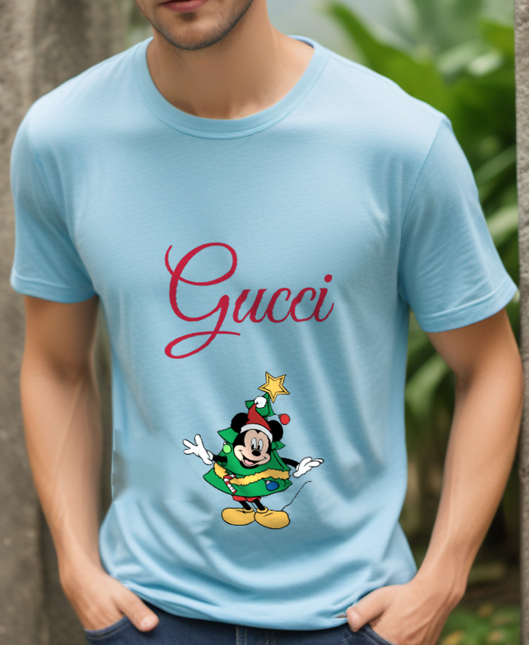 Sky Blue Tree Costume Mouse Graphic T-Shirt - styled view 4
