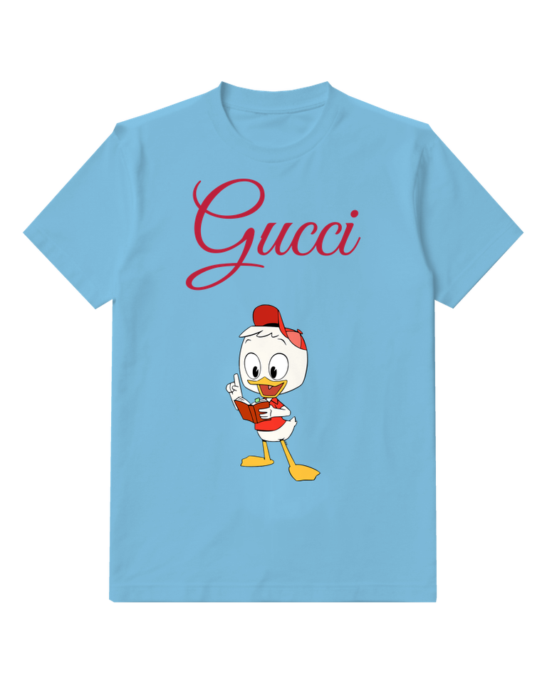 Sky Blue Young Duck Wearing Cap Reading Book Graphic T-Shirt - front product view