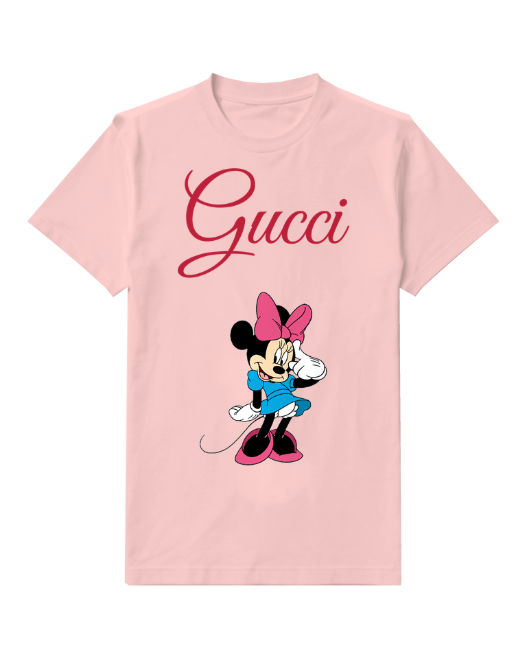 Blush Pink Minnie Mouse Waving Hand Graphic T-Shirt - front product view