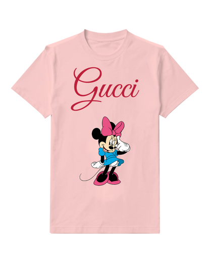 Blush Pink Minnie Mouse Waving Hand Graphic T-Shirt - front product view