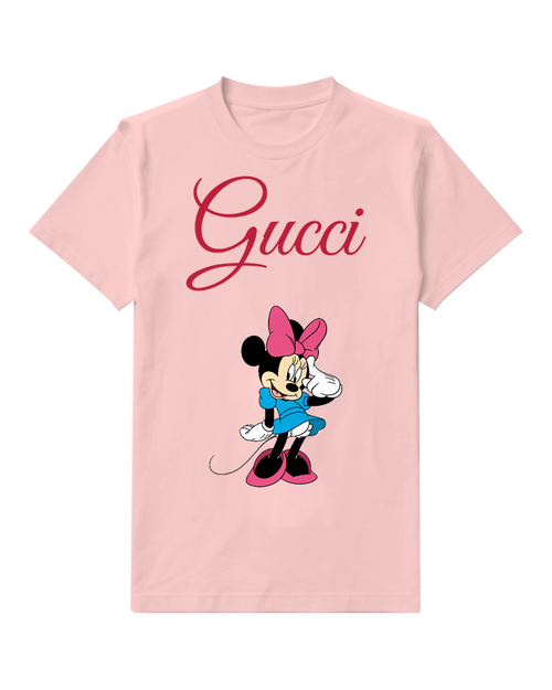 Blush Pink Minnie Mouse Waving Hand Graphic T-Shirt - front product view