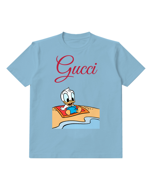 Sky Blue Donald Duck On Beach Towel Graphic T-Shirt - front product view