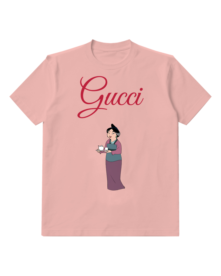 Blush Pink Woman Holding Tea Tray Graphic T-Shirt - front product view