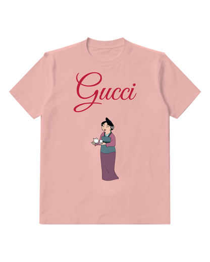 Blush Pink Woman Holding Tea Tray Graphic T-Shirt - front product view