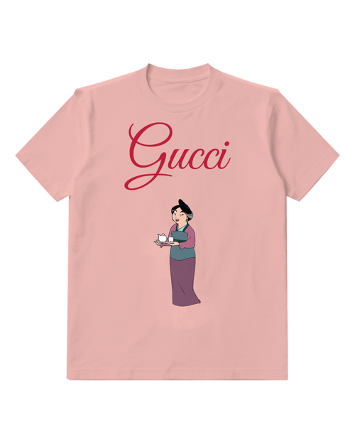 Blush Pink Woman Holding Tea Tray Graphic T-Shirt - front product view