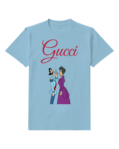 Sky Blue Lady In Purple Gown Points At Man Graphic T-Shirt - front product view