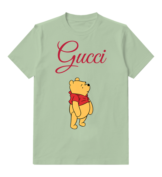 Sage Green Back View Bear Graphic T-Shirt - front product view
