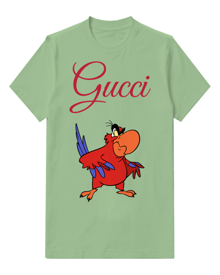 Sage Green Parrot One Wing Raised Graphic T-Shirt - front product view