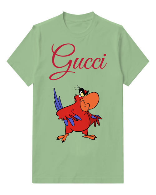 Sage Green Parrot One Wing Raised Graphic T-Shirt - front product view