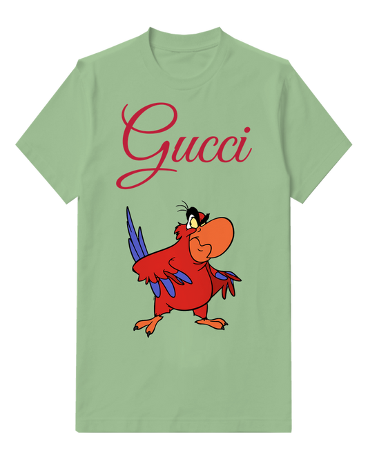 Sage Green Parrot One Wing Raised Graphic T-Shirt - front product view