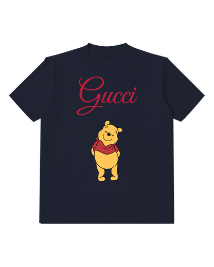 Navy Blue Winnie The Pooh Standing Smiling Graphic T-Shirt - front product view