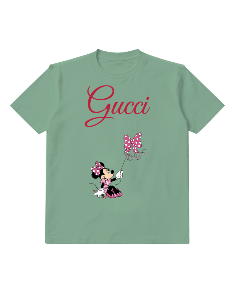 Sage Green Minnie Mouse Holding Balloon Kite Graphic T-Shirt - front product view