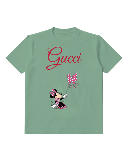 Sage Green Minnie Mouse Holding Balloon Kite Graphic T-Shirt - front product view