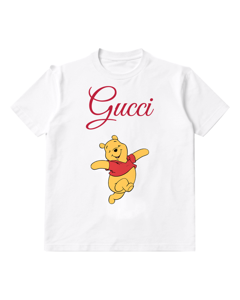 White Winnie The Pooh Jumping Joyfully Graphic T-Shirt - front product view
