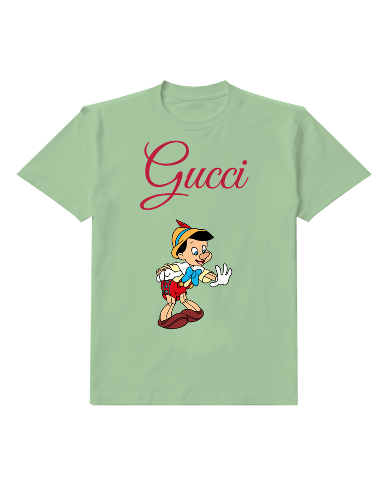 Sage Green Wooden Boy With Gloved Hands Graphic T-Shirt - front product view