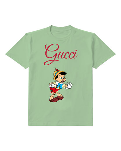 Sage Green Wooden Boy With Gloved Hands Graphic T-Shirt - front product view