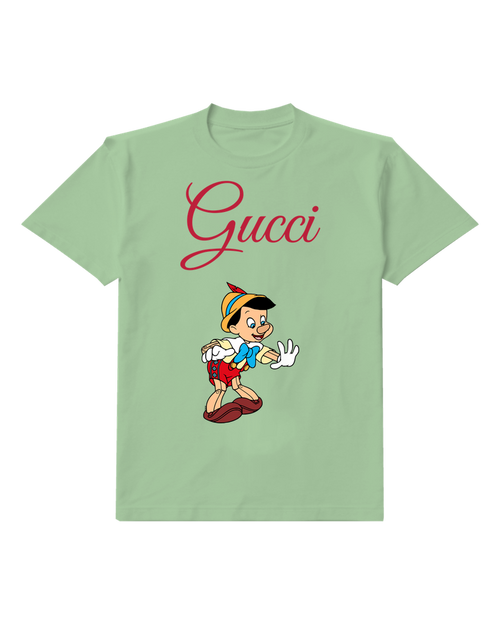 Sage Green Wooden Boy With Gloved Hands Graphic T-Shirt - front product view