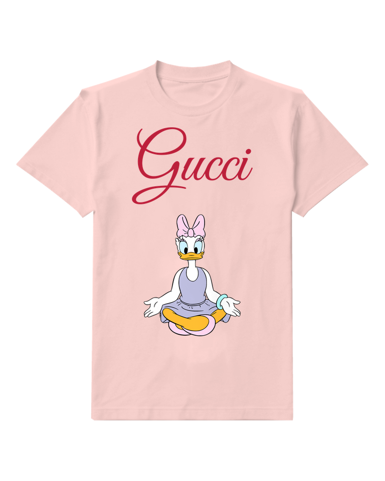 Blush Pink Daisy Duck Meditating In Lotus Position Graphic T-Shirt - front product view