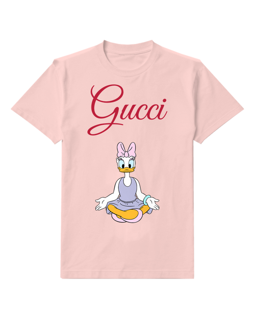Blush Pink Daisy Duck Meditating In Lotus Position Graphic T-Shirt - front product view