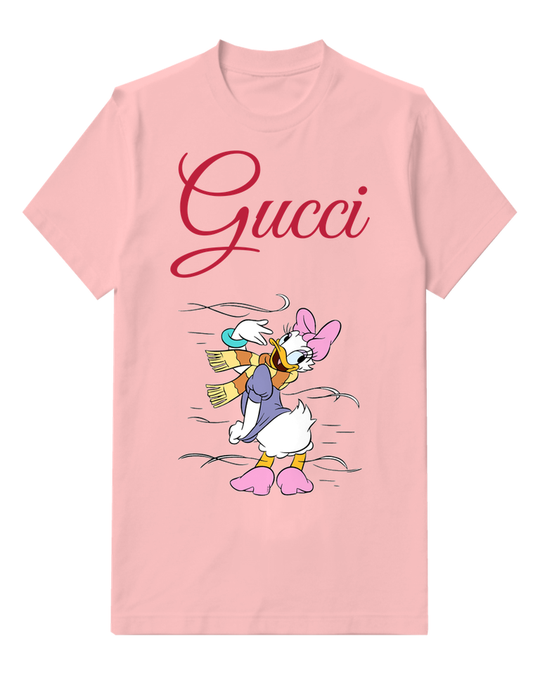 Blush Pink Daisy Duck Windswept Scarf Flapping Graphic T-Shirt - front product view