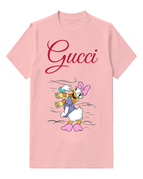 Blush Pink Daisy Duck Windswept Scarf Flapping Graphic T-Shirt - front product view