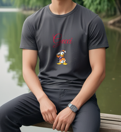 Charcoal Gray Aviator Duck Graphic T-Shirt - styled view 4