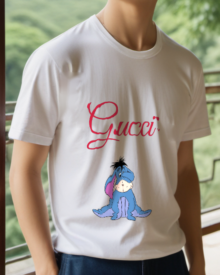 White Seated Blue Donkey Graphic T-Shirt - styled view 2