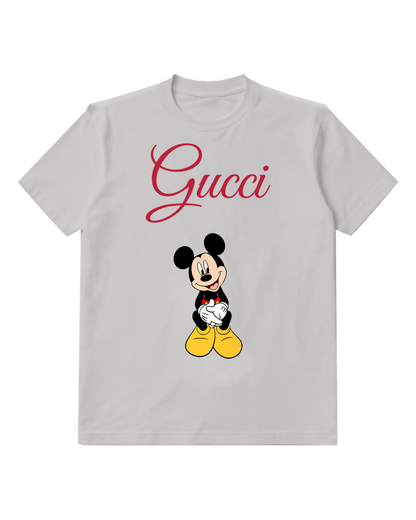 Light Gray Mickey Mouse Sitting Cross Legged Graphic T-Shirt - front product view