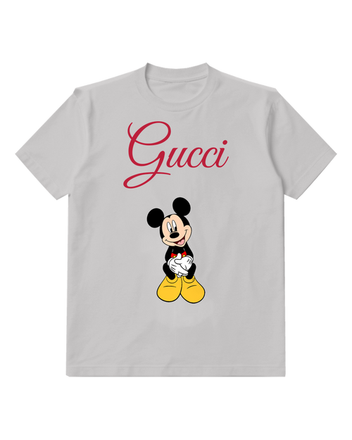 Light Gray Mickey Mouse Sitting Cross Legged Graphic T-Shirt - front product view
