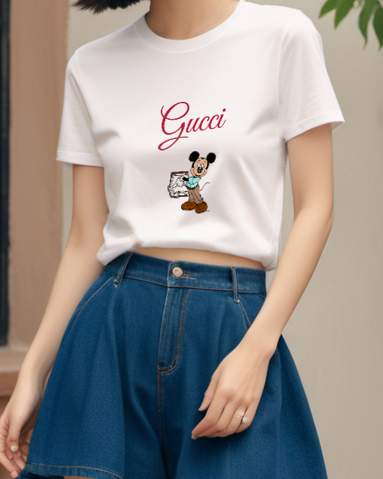 White Mouse Framed Picture Graphic T-Shirt - model wearing view