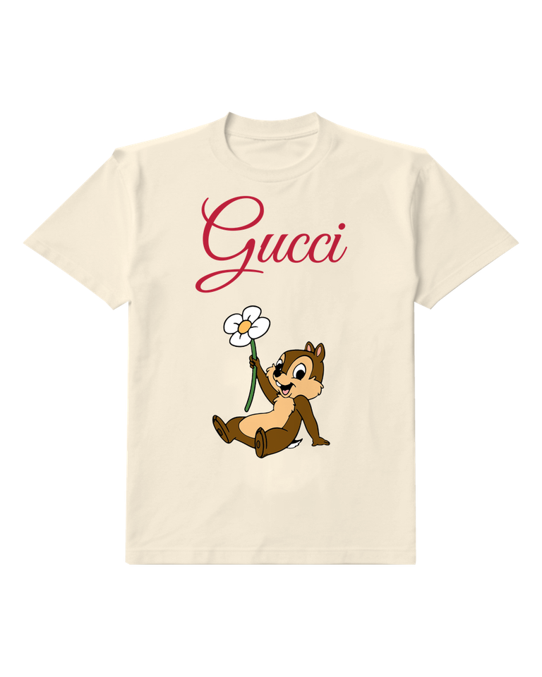 Ivory Chip Holding A White Flower Graphic T-Shirt - front product view