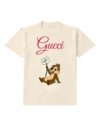 Ivory Chip Holding A White Flower Graphic T-Shirt - front product view