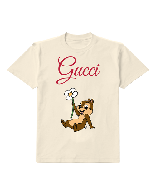 Ivory Chip Holding A White Flower Graphic T-Shirt - front product view