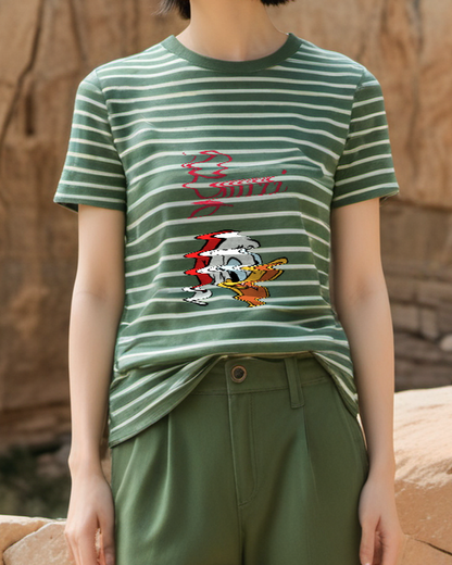 Sage Green Holiday Duck Portrait Graphic T-Shirt - styled view 3