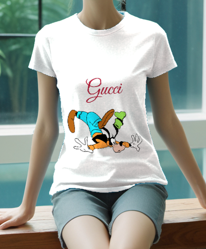 White Upside Down Dog Graphic T-Shirt - styled view 2