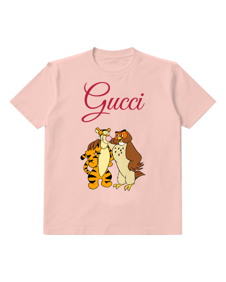 Blush Pink Tigger With Owl Companion Standing Together Graphic T-Shirt - front product view