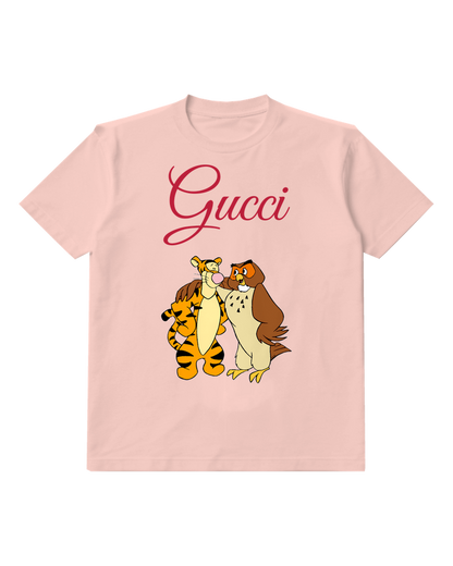 Blush Pink Tigger With Owl Companion Standing Together Graphic T-Shirt - front product view
