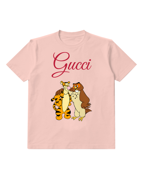 Blush Pink Tigger With Owl Companion Standing Together Graphic T-Shirt - front product view