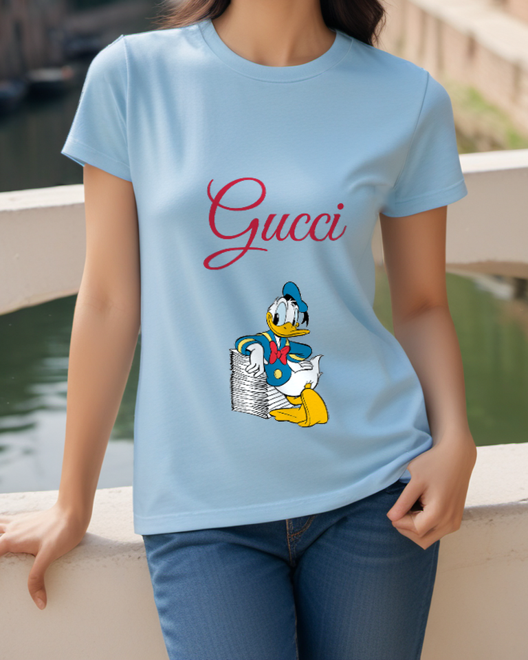 Sky Blue Sailor Duck Paper Stack Graphic T-Shirt - styled view 2