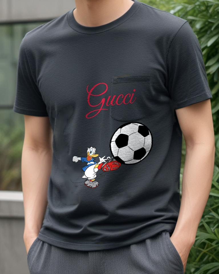 Charcoal Gray Giant Soccer Ball Duck Graphic T-Shirt - styled view 1