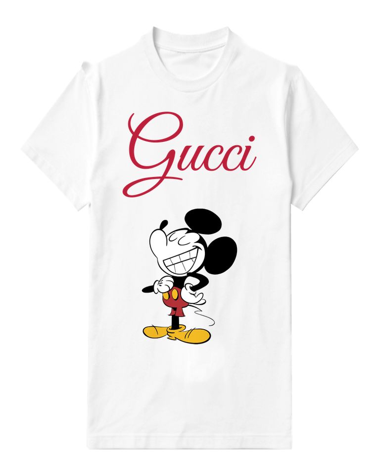 White Mouse Exaggerated Grin Graphic T-Shirt - front product view