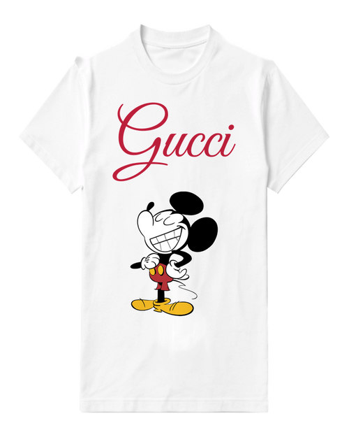 White Mouse Exaggerated Grin Graphic T-Shirt - front product view