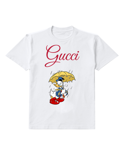 White Mouse Yellow Umbrella Graphic T-Shirt - front product view