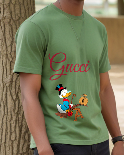 Sage Green Duck And Money Bag Graphic T-Shirt - styled view 3