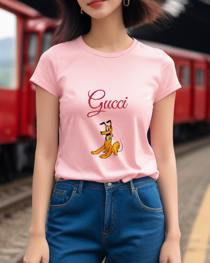 Blush Pink Seated Green Collar Dog Graphic T-Shirt - styled view 4