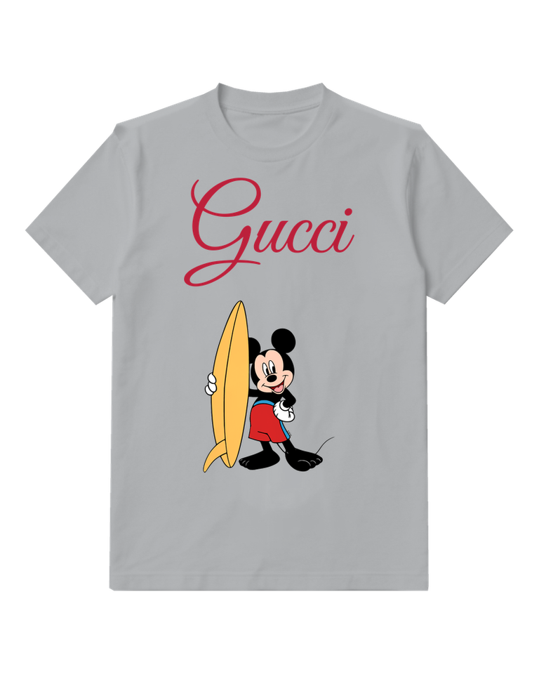 Light Gray Surfboard Mouse Graphic T-Shirt - front product view